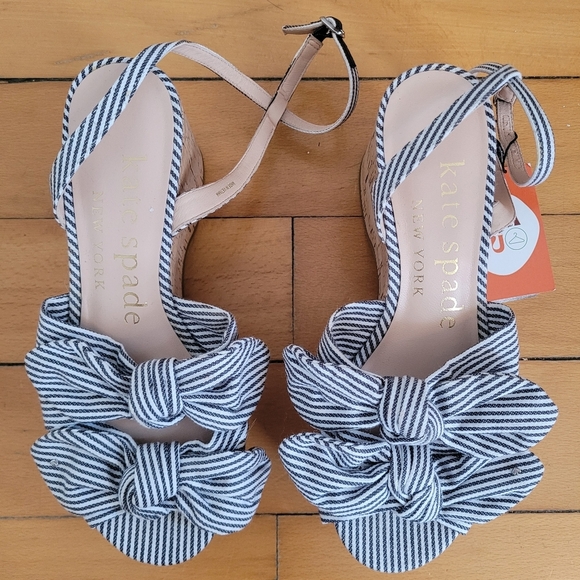 Kate Spade Blue Striped Women's Platform Sandals - Picture 7 of 7